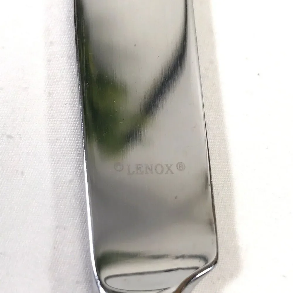 4 Lenox PORTOLA Dinner Knives Dot Band 18/10 Stainless Flatware Silverware
